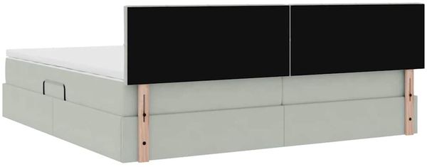 vidaXL Bett mit Stauraum und LED mit LED Hellgrau 200 x 200 cm Samt 3371415 Bild 12