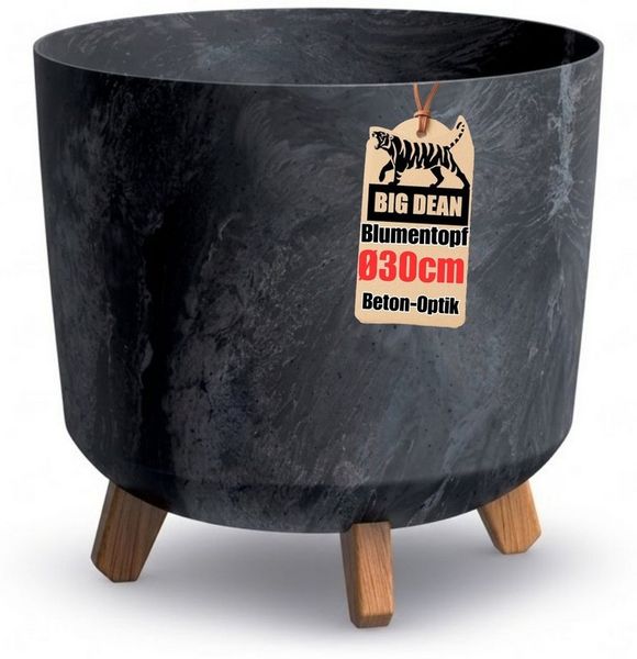 BigDean Pflanzkübel 28,5cm Anthrazit Beton Optik mit Abnehmbaren Füßen (Stück, 1 St, Pflanzkübel), Schneller Aufbau, stabiler Stand, modernes Finish