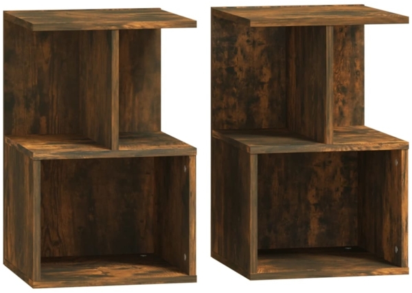 vidaXL Nachttische 2 Stk. Räuchereiche 35x35x55 cm Holzwerkstoff 815184