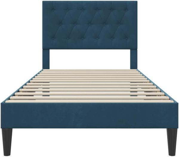 vidaXL Bettrahmen mit Kopfteil Blau 90 x 200 cm Samt 42027642 Bild 4