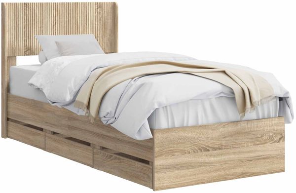 vidaXL Bettgestell mit Stauraum und Kopfteil Sonoma-Eiche 90 x 200 cm 3414509 Bild 2