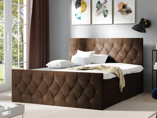 Boxspringbett Simori Lux, Braun, 200x200 cm Bild 2