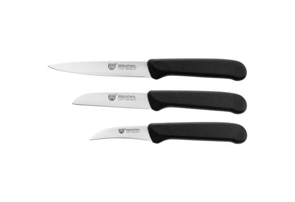 GRÄWE Obstmesser & Gemüsemesser, 3er Set, kleines Küchenmesser-Set, Schälmesser, Edelstahl, schwarz, super scharf geschliffen