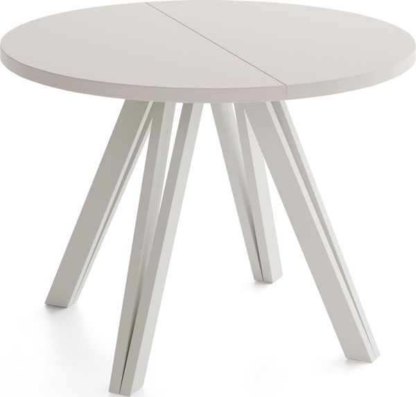 WFL GROUP Esstisch Ravano ausziehbar rund modern mit Holzbeinen in Kaschmir (MADE IN EU, drei Größen – 100 cm, ausziehbar auf 140/180 cm), platzsparender Tisch für kleine Küche, Esszimmer oder Wohnzimmer