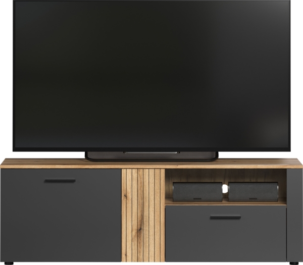 TV-Lowboard Esteban in grau und Eiche Evoke 150 cm