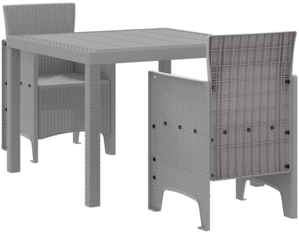 vidaXL Garten Essgruppe 3 pcs Hellgrau Polypropylen 3378687