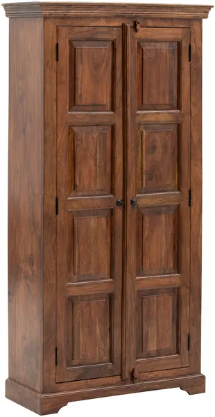 Kleiderschrank Merlow Akazie massiv braun 90x180x38 cm Schrank mit Türen Garderobenschrank Flurschrank Landhausstil Dielenschrank