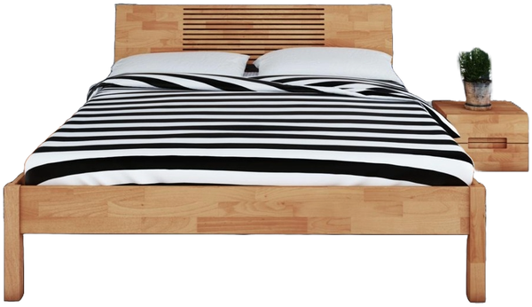 Bett Bento 6 Sonderlänge 100x220 Kernbuche massiv Holzkopfteil und Holzbeine