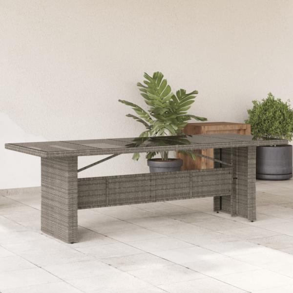 vidaXL Gartentisch mit Glasplatte Grau 240x90x75 cm Poly Rattan 365599