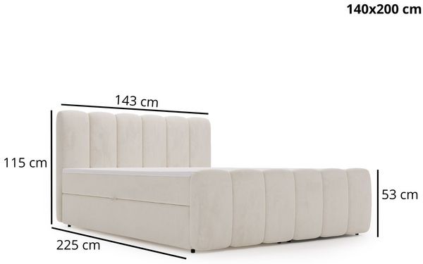 GRAINGOLD Cloud Boxspringbett 140x200, Bett mit Bettkasten, Velour-Stoff, mit Kopfteil, Braun Bild 7