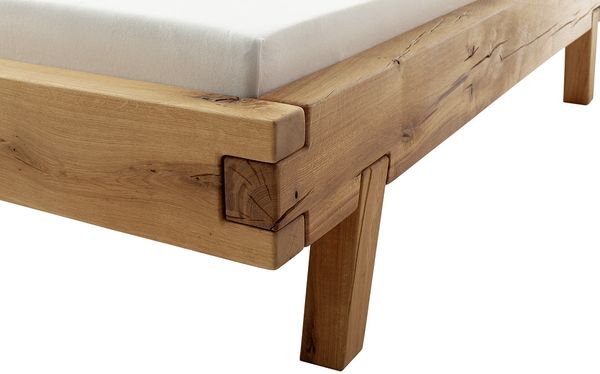 Massivholzbett >Kreta< 140x200 cm in Wildeiche, Massivholz - 157x90x217cm (BxHxT) Bild 8