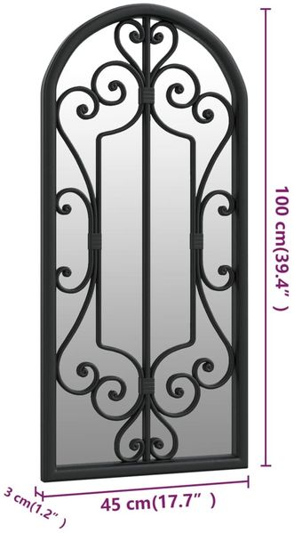 vidaXL Gartenspiegel Schwarz 100x45 cm Eisen 318374 Bild 6