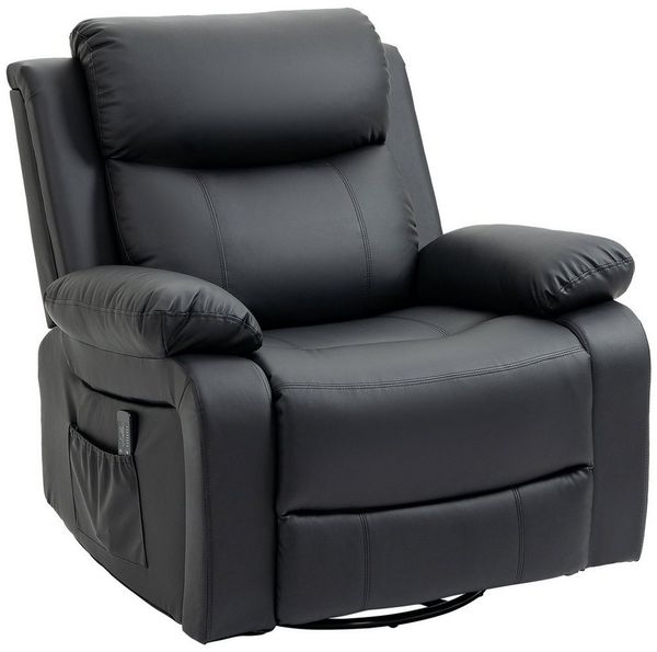 HOMCOM Massagesessel Elektrisch TV-Sessel mit 8 Vibrationsköpfen (Fernsehsessel, 1-St, Relaxsessel), Schwarz 93 x 90 x 101 cm