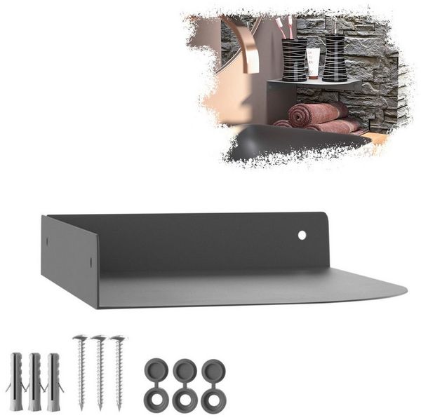 SO-TECH® Wandregal Eckregal HOVER 20/30 x 15/20 x 3 cm inkl. Befestigungsset, 1-tlg, Wandmontage, für Bad Küche oder Wohnzimmer, Anthrazit