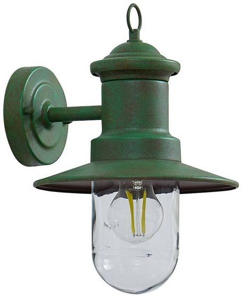 Lindby Außen-Wandleuchte Eloretta, Metall, Grün IP44, 1x15 W LED