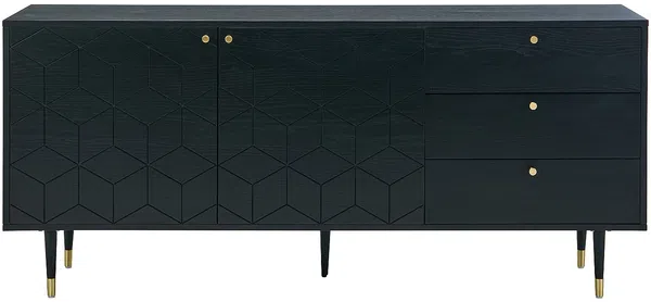 Vente-unique - PARIOMA Sideboard Holz, Platte SchwarzGold - B 40 cm x H 79 cm x L 180 cm Bild 2