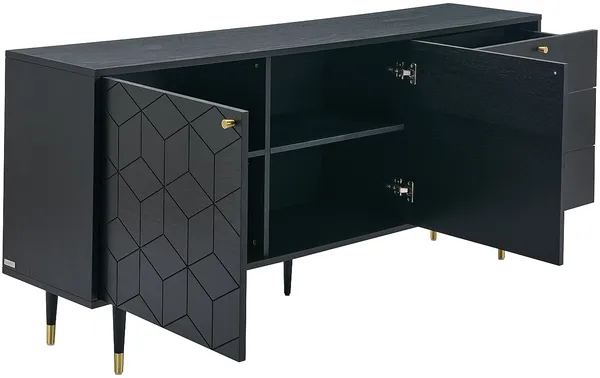 Vente-unique - PARIOMA Sideboard Holz, Platte SchwarzGold - B 40 cm x H 79 cm x L 180 cm Bild 4