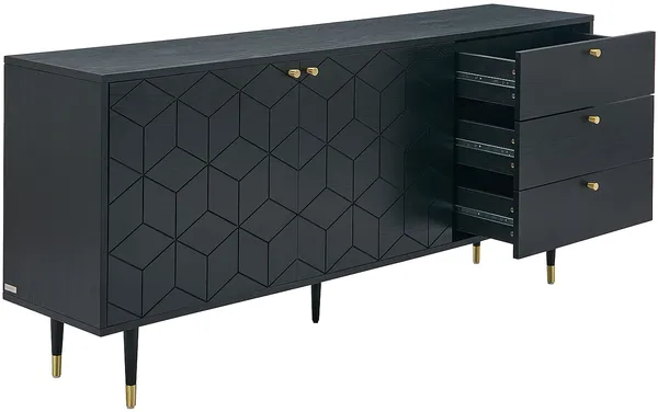 Vente-unique - PARIOMA Sideboard Holz, Platte SchwarzGold - B 40 cm x H 79 cm x L 180 cm Bild 5
