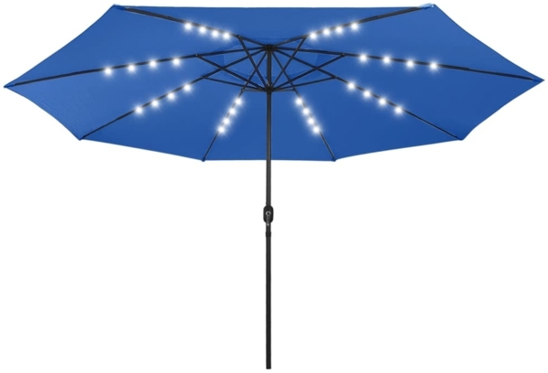 vidaXL Sonnenschirm mit LED-Beleuchtung 400 cm Azurblau 312537