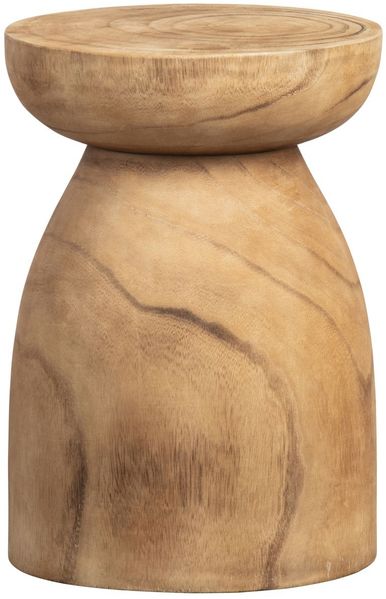 Hocker Bink aus Paulowniaholz, skandinavisches Design, naturfarben, rund, für Indoor