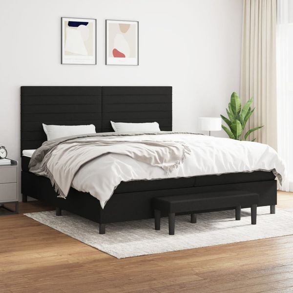 vidaXL Boxspringbett mit Matratze Schwarz 200x200 cm Stoff 3136703