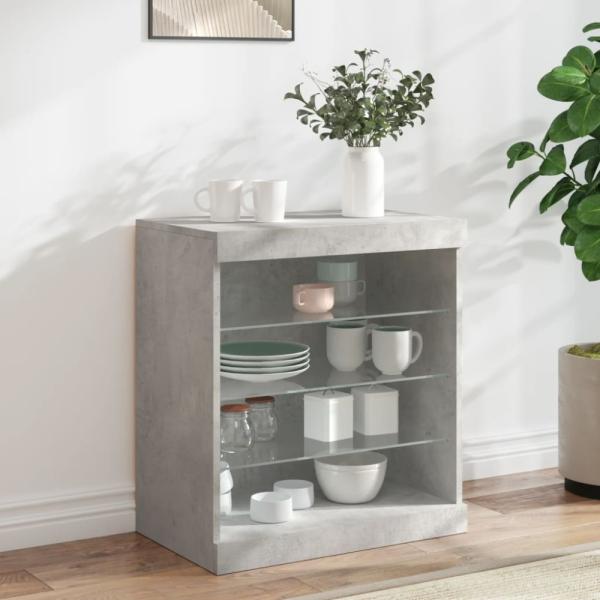 vidaXL Sideboard mit LED-Leuchten Betongrau 60,5x37x67 cm 836696