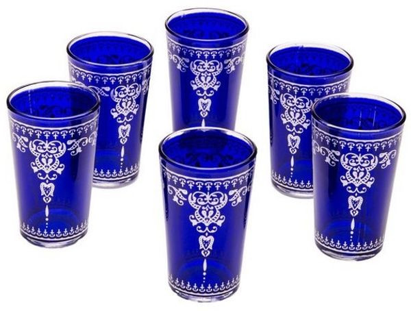 Marrakesch Orient & Mediterran Interior Teeglas 6x Orient Teeglas Andalous blau - 6er SET, 6-tlg, Glas, Handarbeit