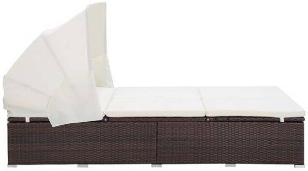 vidaXL 2-Personen-Sonnenliege mit Auflage Poly Rattan Braun 310234 Bild 5