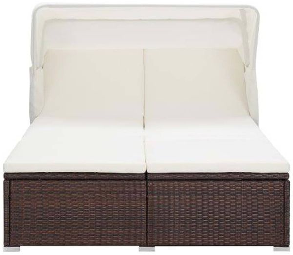 vidaXL 2-Personen-Sonnenliege mit Auflage Poly Rattan Braun 310234 Bild 2