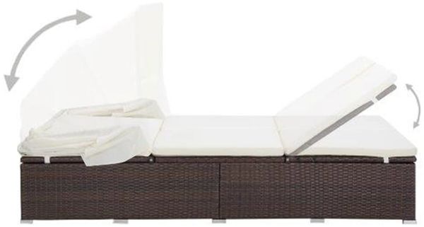 vidaXL 2-Personen-Sonnenliege mit Auflage Poly Rattan Braun 310234 Bild 3