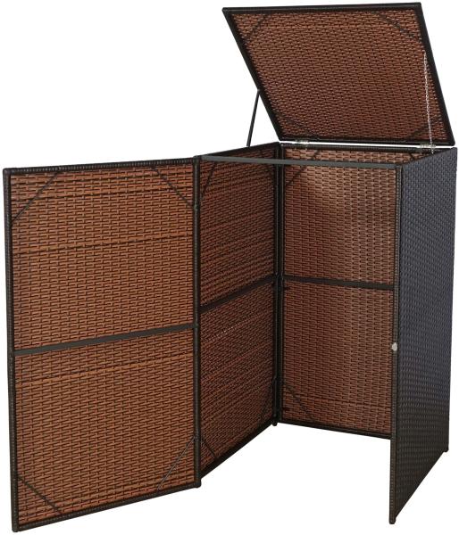 Mülltonnenverkleidung HWC-E25, Mülltonnenbox Mülltonnenabdeckung, Poly-Rattan 120l ~ braun
