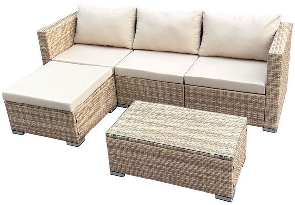 SVITA Loungeset QUEENS, (Set, 5-tlg, Garten-Lounge), verschiedene Stellmöglichkeiten, breite Armlehnen, inkl. Tisch