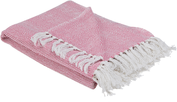 Kuscheldecke TANGIER Baumwolle 130 x 160 cm Rosa Chevron Zackenmuster