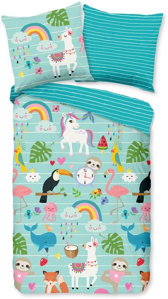 ESPiCO Bettwäsche Trendy Bedding Fantasie Blau 135 x 200 + 80 x 80 cm