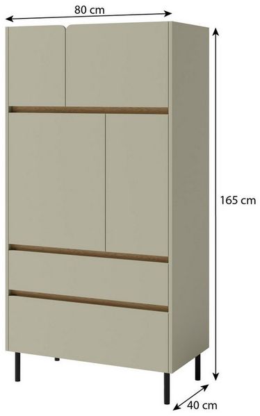 Beautysofa Kommode LICO mit 2 Schubladen, 4 Türen, 6 Regalböden (grifflos ideal für Jugendzimmer, Wohnzimmer, Büro, stabiles Corps aus laminierter Platte), moderne Farben Sandbeige oder Eukalyptus