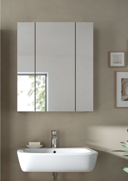 Home affaire Spiegelschrank Malmö, Breite 60 cm, 3 Spiegeltüren, 9 Fächer, 6 Einlegeböden (1-St) Florenz, Spiegelschrank 3-Türig, Artisan Oak NB, 9 Fächer