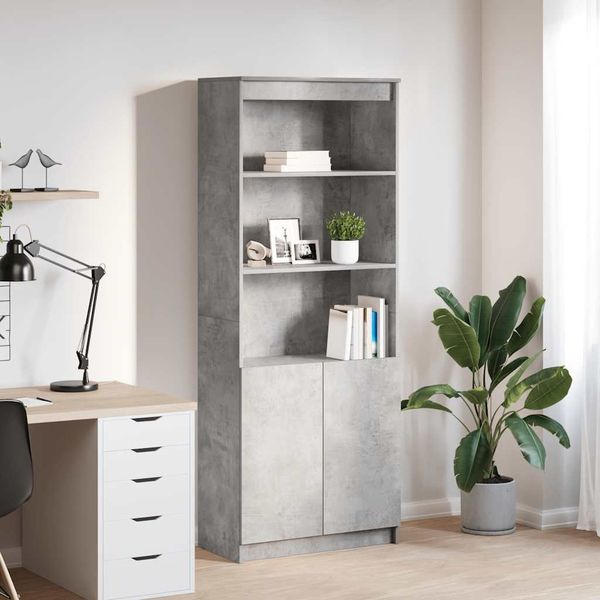 Highboard, BuffetSchrank, Büroschrank Betongrau 70x35x180 cm Holzwerkstoff