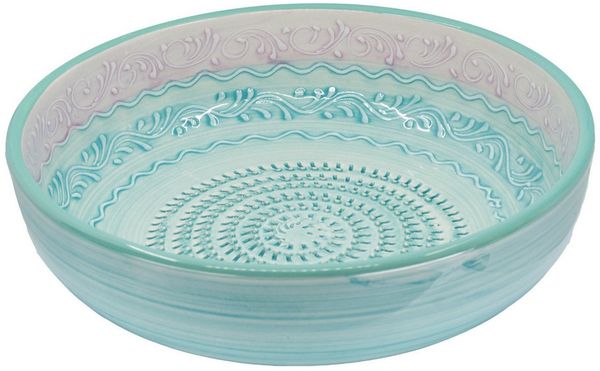 Kaladia Multireibe Große Reibeschüssel in Türkis & Lila, Keramik, handbemalte Küchenreibe - Made in Spain