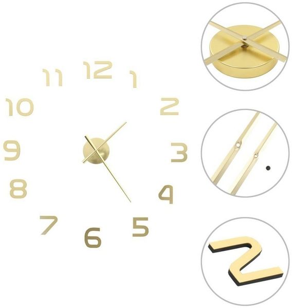 tinkaro Uhr 3D-Wanduhr CALLUM Ethylen-Vinylacetat XXL-Golden
