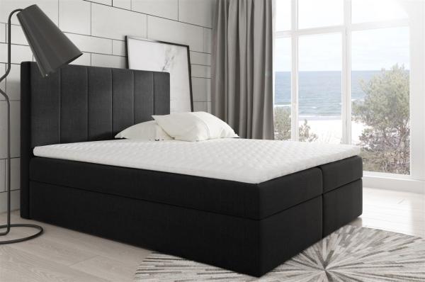 Boxspringbett MARIBEL 140x200 cm Stoff Schwarz