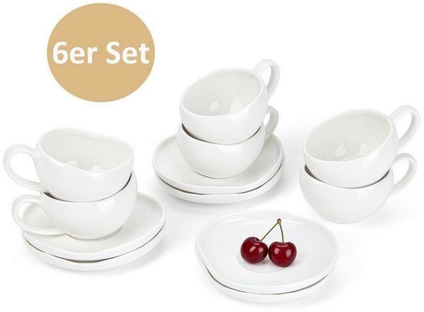 HOMELUX Espressotasse 12 Stück Kaffeetassen Set 120ml Mokkatassen Tassen Teetasse Weiß, 12-tlg, Keramik, Espresso Tasse für 6 Personen mit Untertassen Spülmaschinenfest