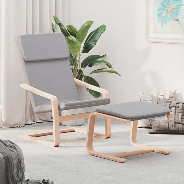 vidaXL Relaxsessel mit Hocker Hellgrau Stoff 3154413