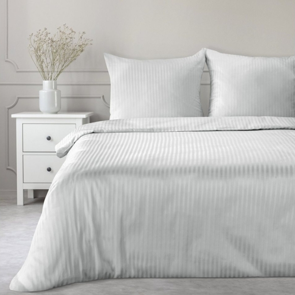 Eurofirany Bettwäsche Satin-Damast Bettwäschegarnitur 2TLG / 3TLG Baumwolle, Streifen, einfarbig, elegantes Design