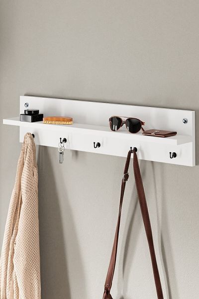 Wandgarderobe 80 x 10 x 18 cm Spanplatte Weiß 89866629 [en. casa]