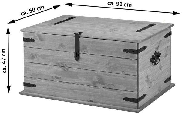 SAM® Truhentisch Torreon, Truhen-Couchtisch, massives Kiefernholz, viel Stauraum, Mexican Style
