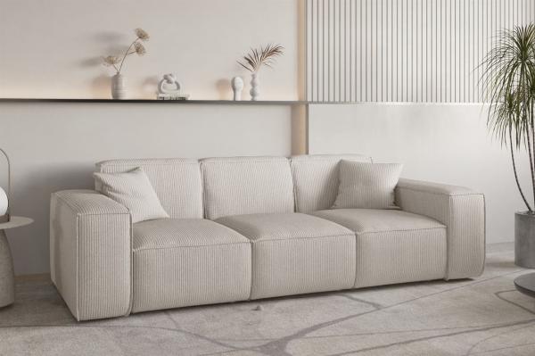 Sofa Designersofa CELES PREMIUM 3-Sitzer in Stoff Scala Hellbeige