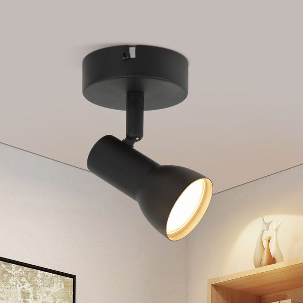 ZMH Deckenstrahler 1 Flammig Deckenleuchte Flur - Deckenlampe Schwarz Modern Design Strahler Innen GU10 Deckenspots Metall 350°Schwenkbar Spots für Schlafzimmer Wohnzimmer Küche(Ohne Leuchtmittel) Besuche den Deboola-Store