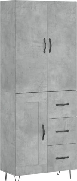 vidaXL Highboard Betongrau 69,5x34x180 cm Holzwerkstoff 3198109