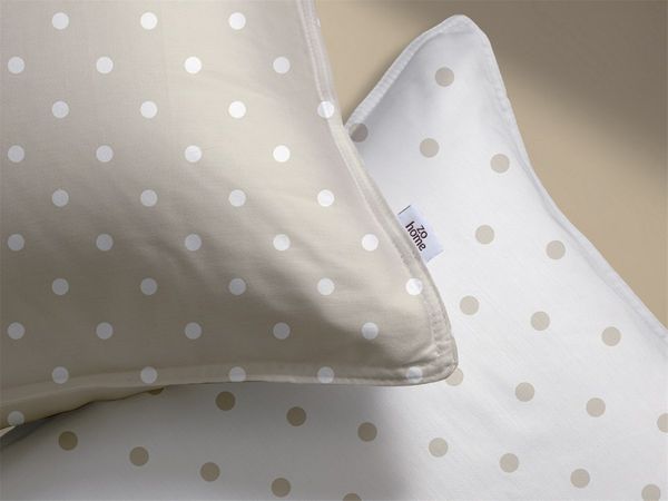 Zo! Home Cotton Bettwäsche 135x200 Punta di Cotone Warm Sand Punkte beige weiß