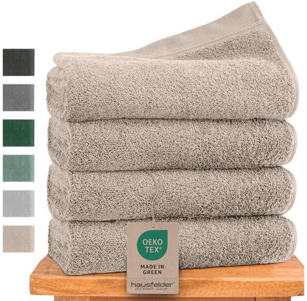 Hausfelder Handtücher Premium Handtuch Set (Beige, 4 Handtücher 50x100cm), (Set, 4-St), 100% Baumwolle, weich, saugfähig, Uni-Farben